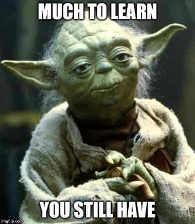 Meme of Yoda saying the reader still has much to learn about slick carousel