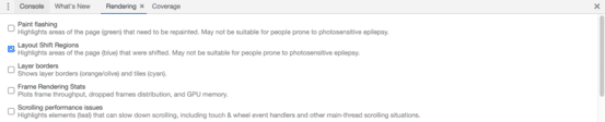 Rendering options in DevTools