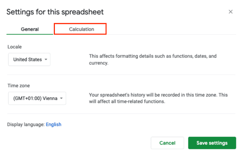 Highlighted Calculation Tab