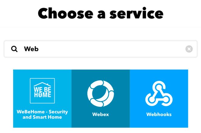 IFTTT applet webhooks service