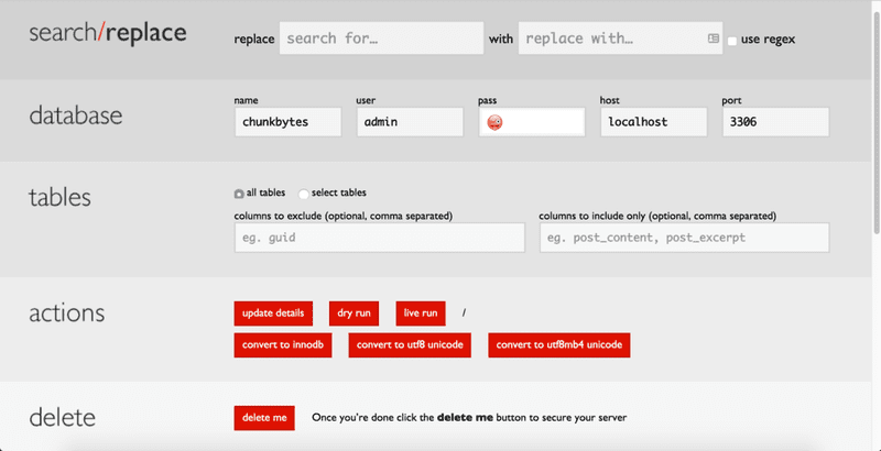 A screenshot of the search and replace tool by interconnect/it